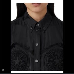 Burberry Thorn Silk Jacquard Reconstructed Button-Up Shirt in Black - US 10